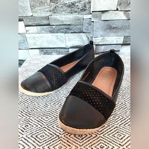 CHELSEE Ballet Flat Slip-On Shoes Black Faux-Leather Round women size 5 (37)